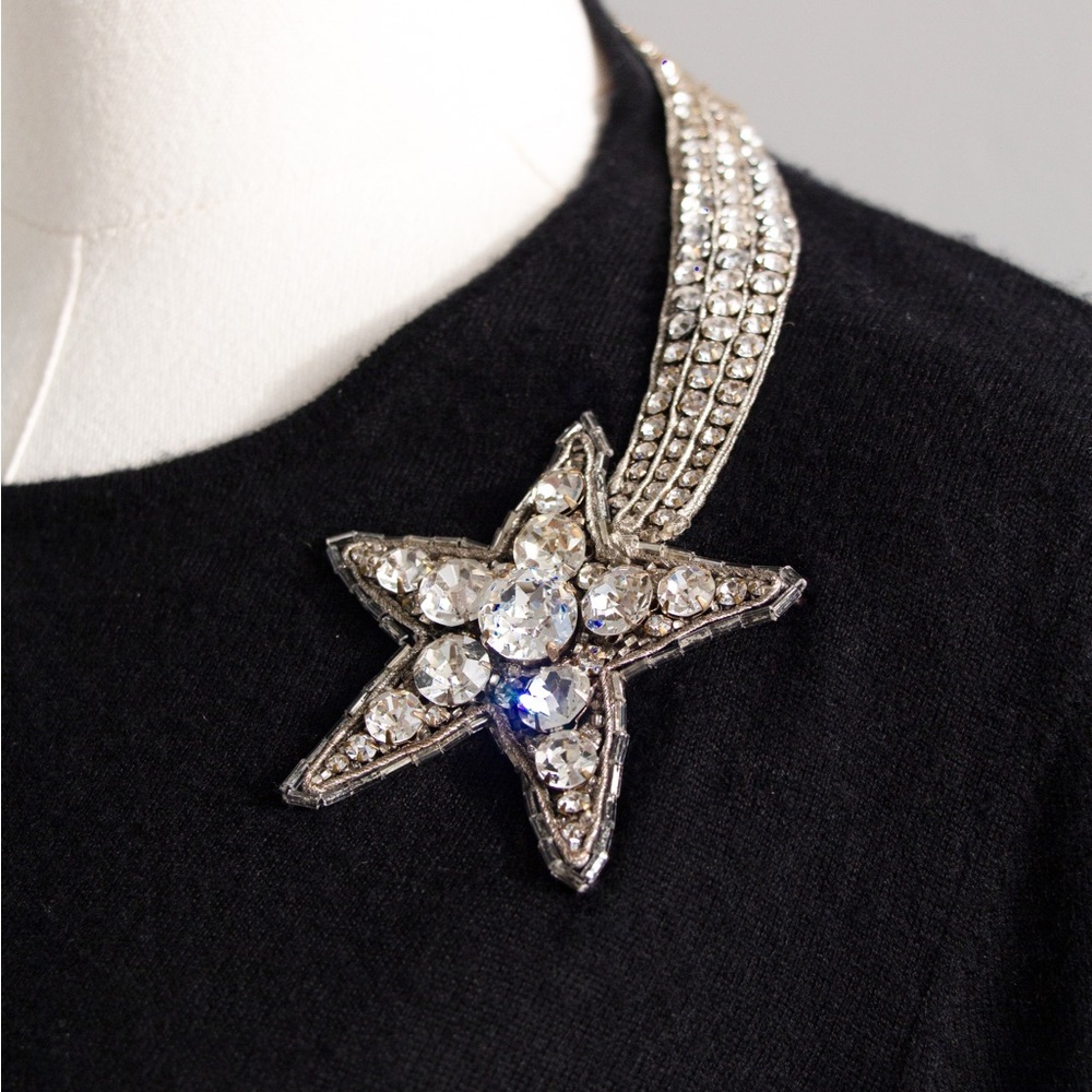 RARE Chanel Vintage F/W 2003 Comete Swarovski Embellished Necklace 03A Sweater - Picture 7 of 13